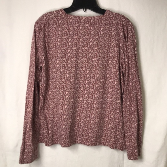 RUFF Hewn Women’s Long Sleeve Tee L Ditsy Floral print Cranberry Perfect layer - Picture 6 of 9